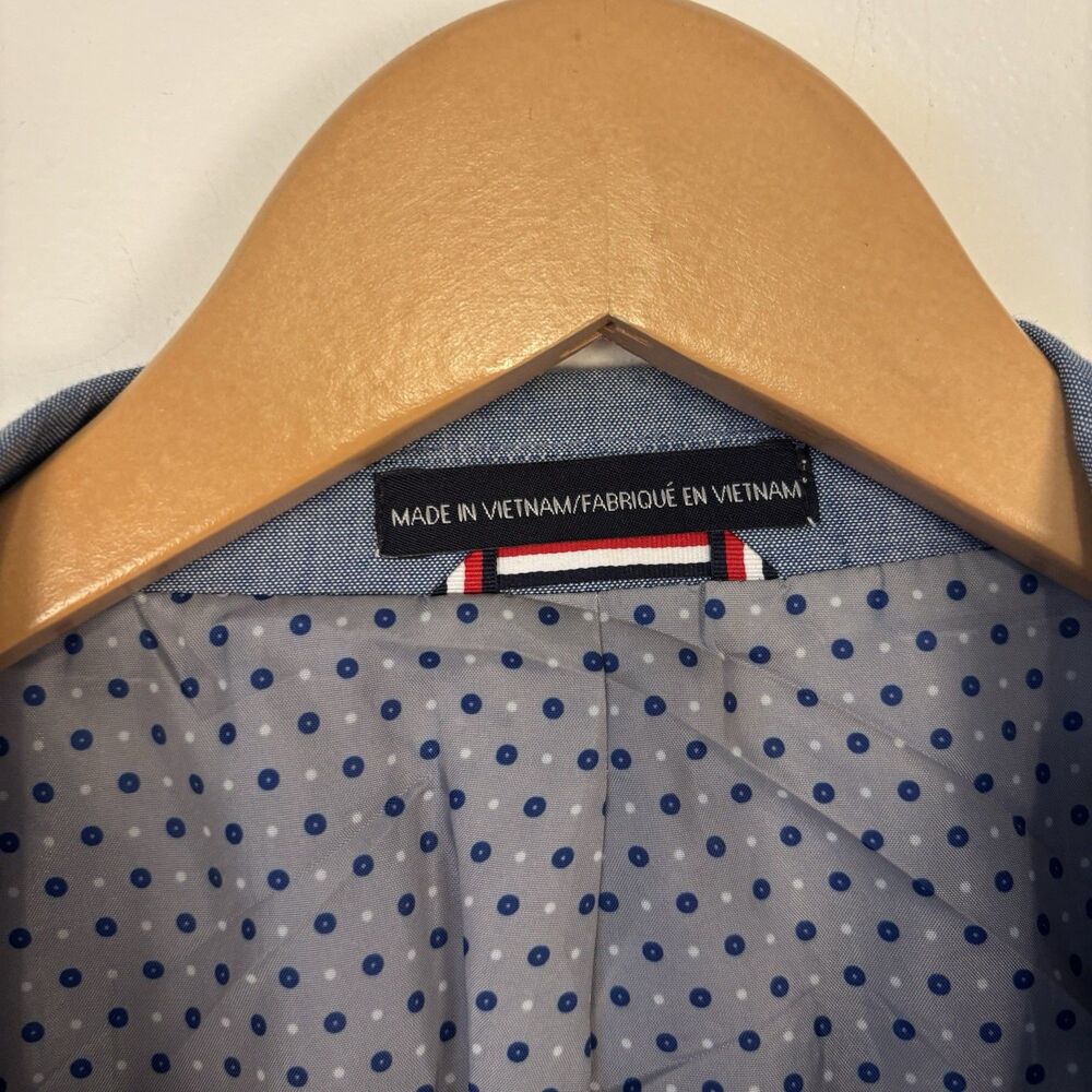 Tommy Hilfiger 46R Blue 100% Cotton Two Button Blazer Sport Coat Jacket FLAWED - Picture 5 of 11